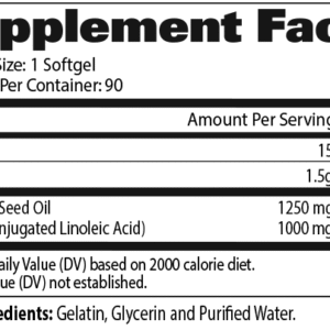 image of nutrition facts of GAT CLA 1250
