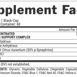 image of nutrition facts of Nutrex Lipo-6 Black UC