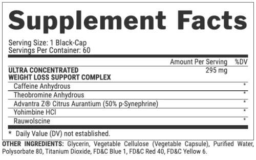 image of nutrition facts of Nutrex Lipo-6 Black UC