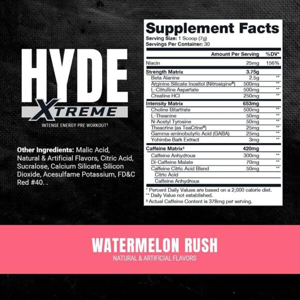 Image of Nutrition Facts of hyde xtreme