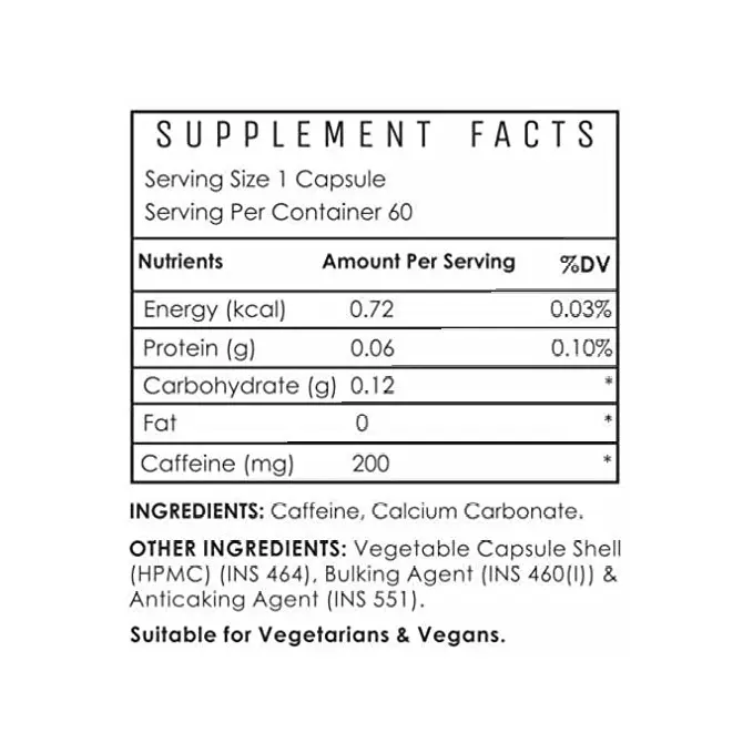 AHP VITALS Caffeine 200mg, 60 Capsules - Pre-Workout Supplement to Boost Mental Focus and Energy - Image 2