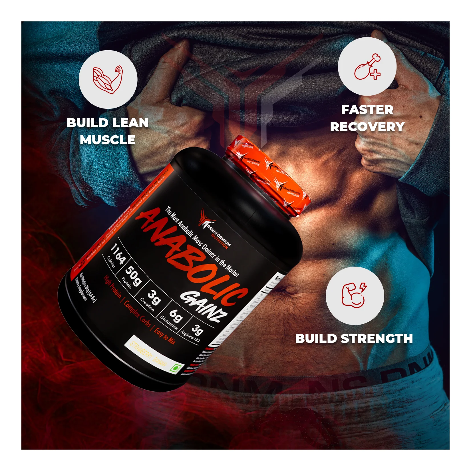 image of transformium nutrition anabolic gainz 3kg suppplement
