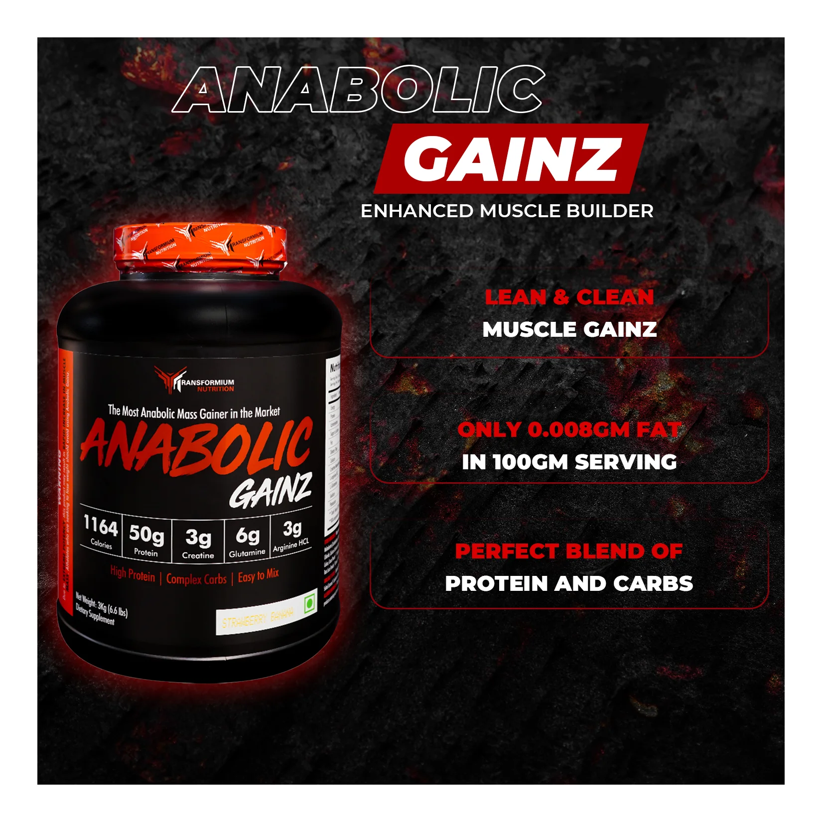 image of transformium nutrition anabolic gainz 3kg suppplement