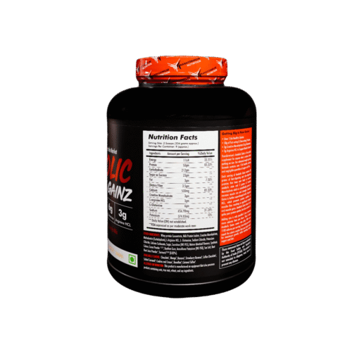 image of nutrition facts of transformium nutrition anabolic gainz 3kg suppplement