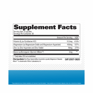 image of nutrition facts of gat zmag-t supplement