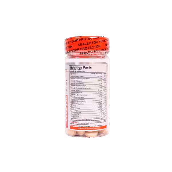 image of nutrition facts of Transformium Nutrition Univit supplement