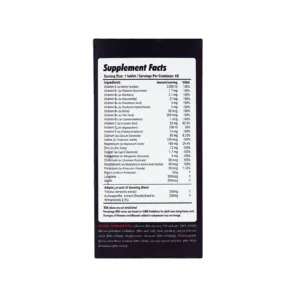 image of nutrition facts of Transformium Nutrition Vit-A Pro supplement
