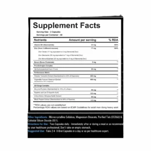 image of nutrition facts of Transformium Nutrition X-Drol supplement