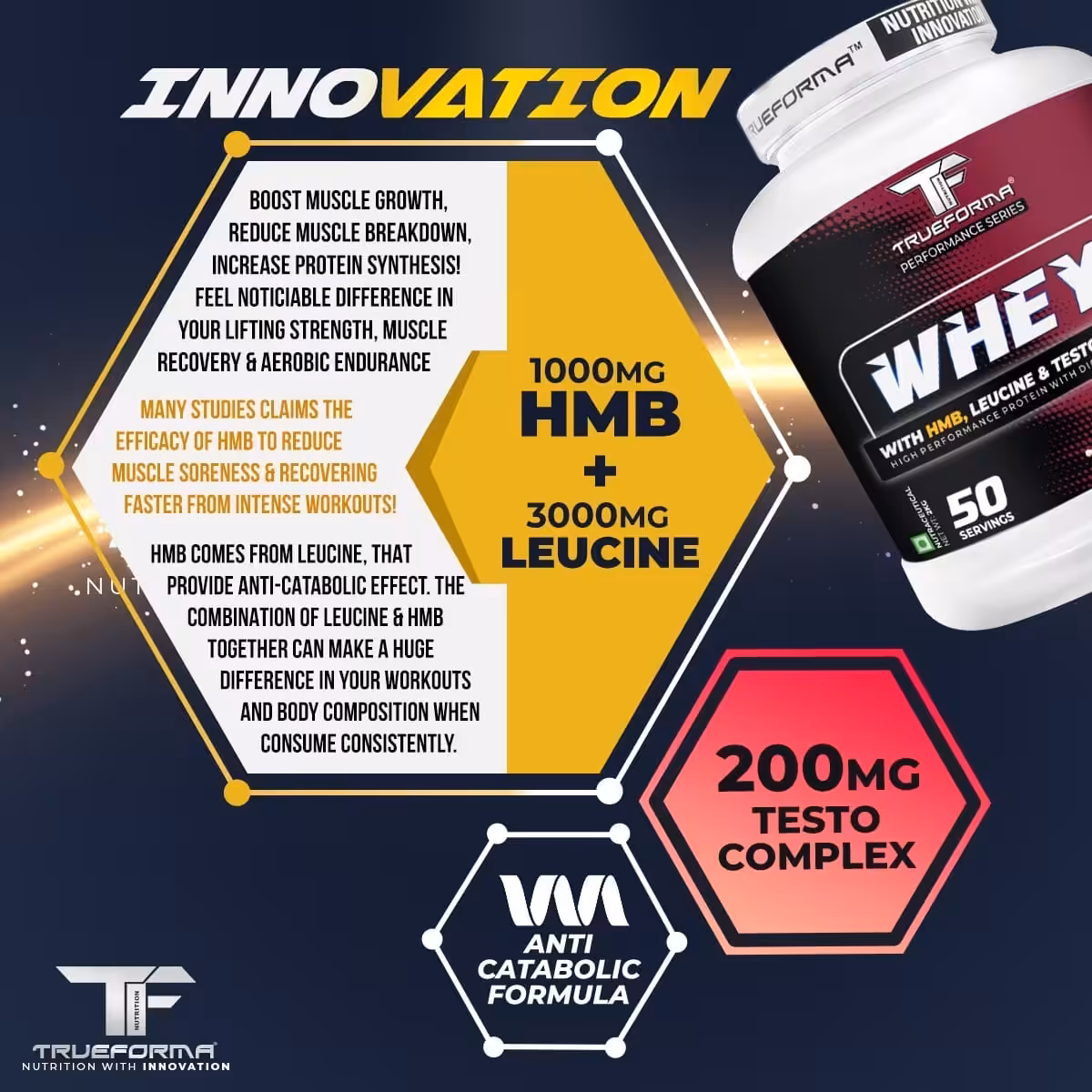  Trueforma Protein contains natural ingredients such as Tribulus Terrestris Extract, Panax Ginseng, and Fenugreek, which help maintain optimum testosterone levels. Testosterone is an essential hormone for muscle growth, and maintaining healthy levels can help improve muscle mass and recovery.
