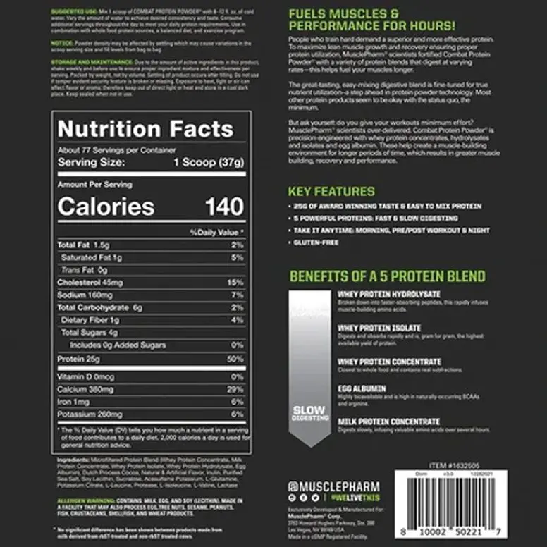 MusclePharm Combat Protein Powder - The Athletes Complete Protein 6.2lbs - Image 2