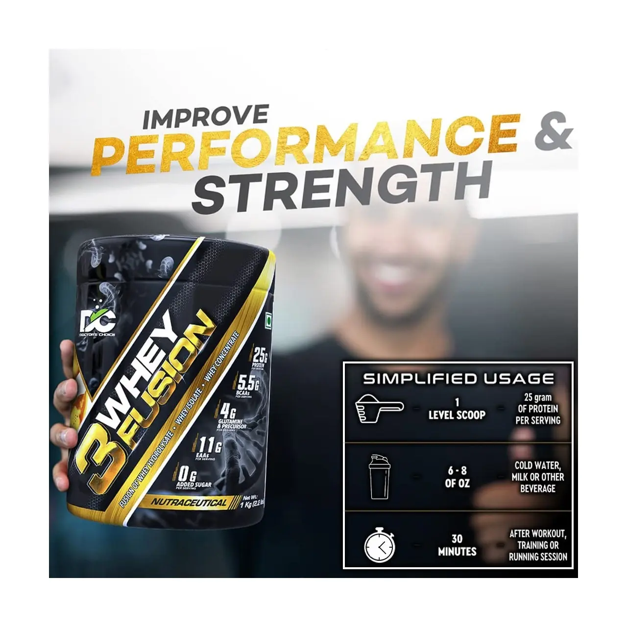 DOCTORS CHOICE 3Whey Fusion 2Kg Whey Protein l Pure Whey Isolate as primary source l Hydrolysate Protein - Image 3