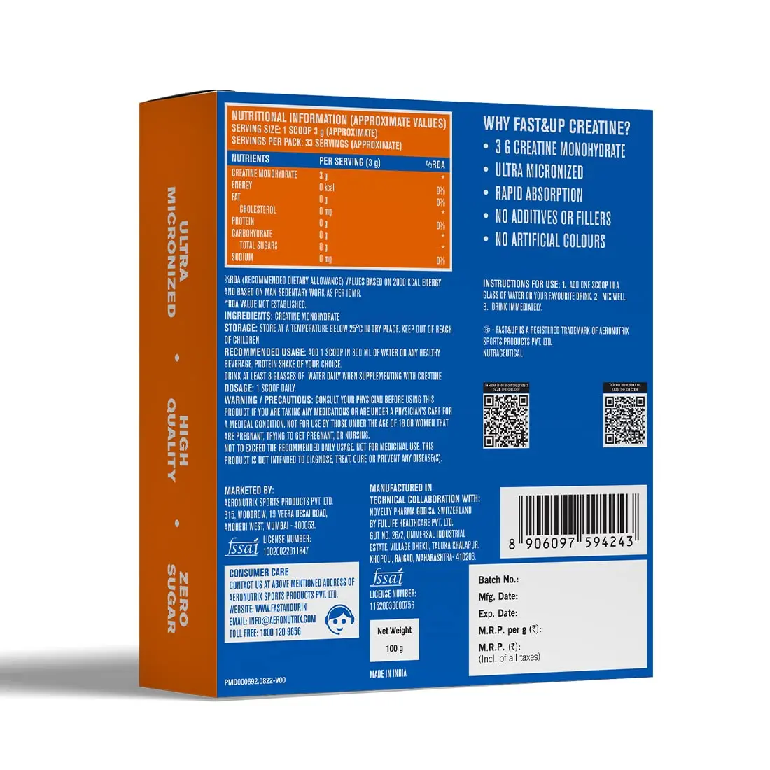 FAST&UP CREATINE MONOHYDRATE ESSENTIALS – UNFLAVOURED - product image