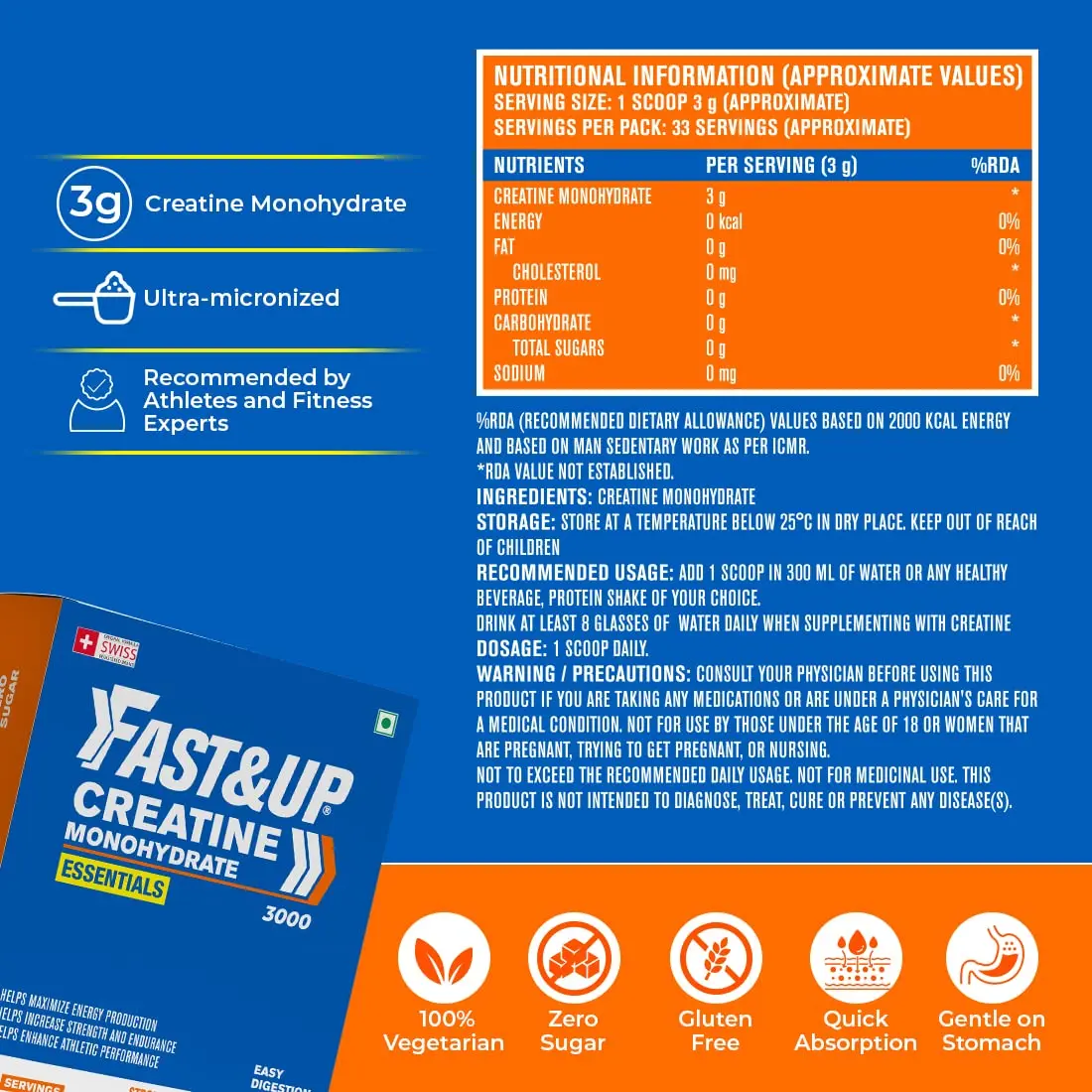 FAST&UP CREATINE MONOHYDRATE ESSENTIALS – UNFLAVOURED - product image