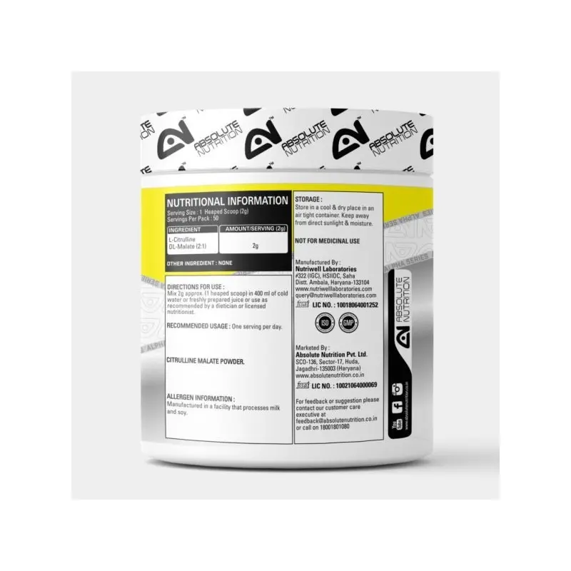 Absolute Nutrition’s Alpha Series Exclusive Citrulline Malate 100 GMS (Unflavoured) - Image 3