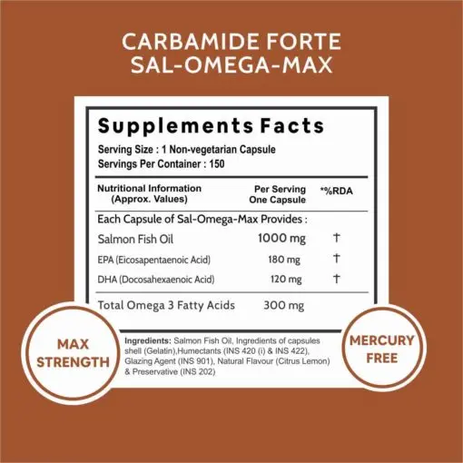 Carbamide Forte Salmon Fish Oil 1000mg Capsule with 300mg Omega 3 - product image