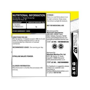 Absolute Nutrition’s Alpha Series Exclusive Citrulline Malate 100 GMS (Unflavoured)
