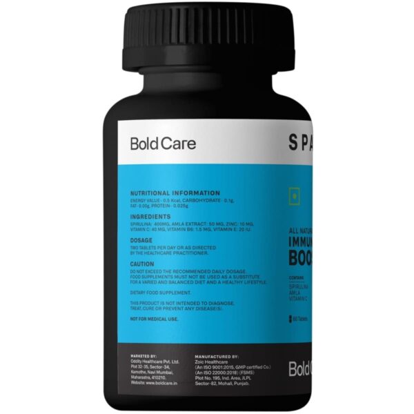 Bold Care Spark Spirulina, Amla, Vitamin C, B6, E & Zinc – All Natural Immunity Booster