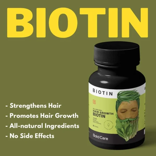 Bold Care Organic Biotin: Vitamins, Zinc & Aloe Vera Extract Tablets for Hair Growth & Strengthening