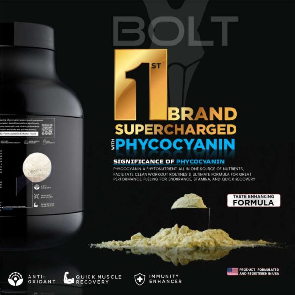 Bolt 100% Whey Protein Super-Charged With Phycocyanin