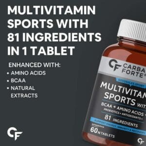 Carbamide Forte Multivitamin Sports Tablets for Men & Women w/ BCAA, Amino Acids, Probiotics & Antioxidants