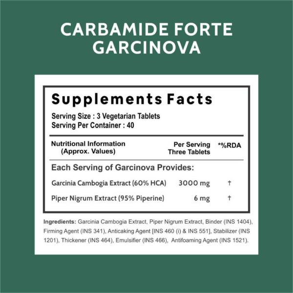 Carbamide Forte Garcinia Cambogia 3000mg for Weight Loss Supplement, 60% HCA & Chromium