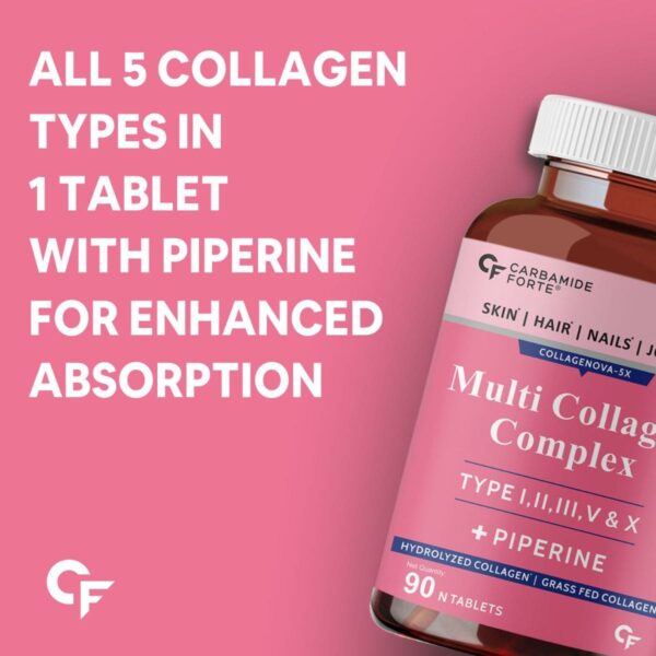 Carbamide Forte Hydrolyzed Multi Collagen Peptide – All 5 Types of Collagen Including TYPE I, II, III, V & X