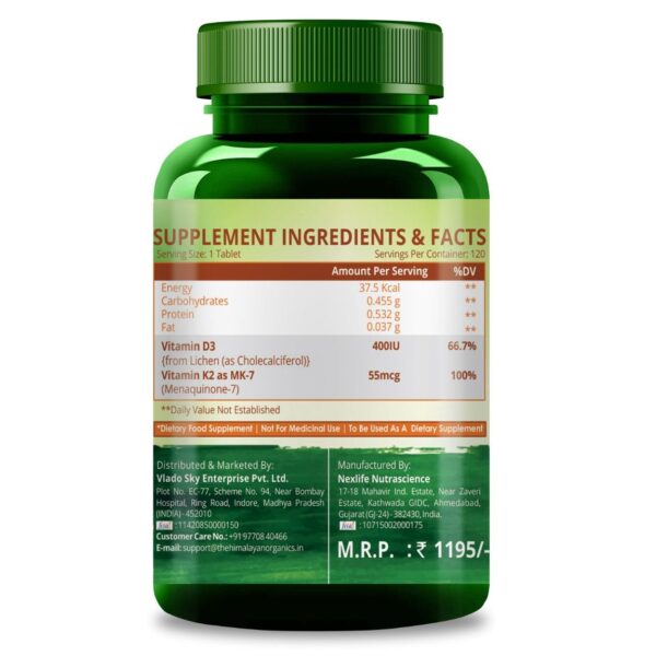Himalayan Organics Vitamin D3 with K2 as MK7 Supplement