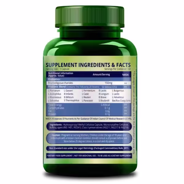 Himalayan Organics Probiotics Supplement 50 billion CFU with Prebiotics 150mg – Digestion, Gut Health & Immunity - product image