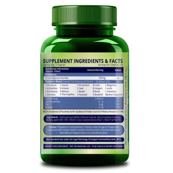 Himalayan Organics Probiotics Supplement 50 billion CFU with Prebiotics 150mg – Digestion, Gut Health & Immunity