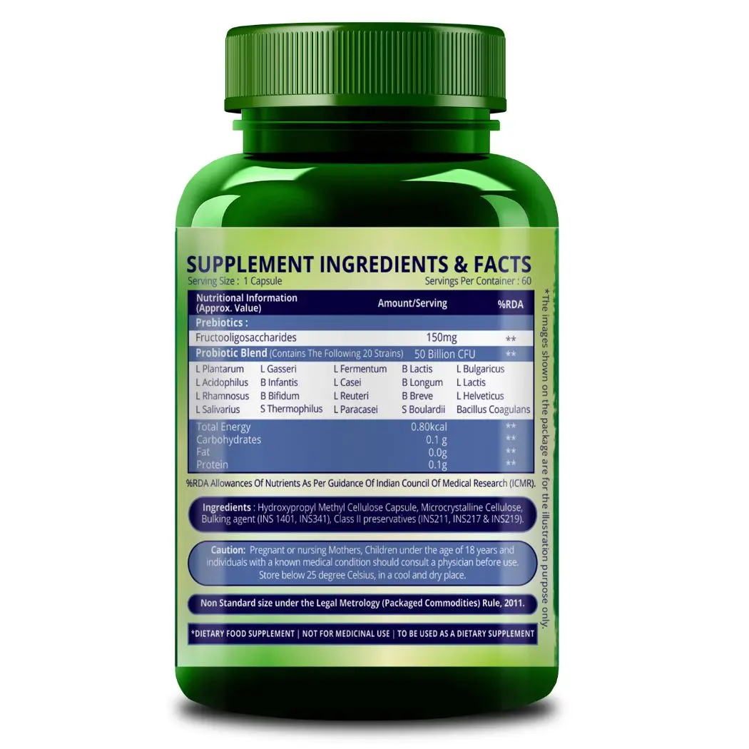 Himalayan Organics Probiotics Supplement 50 billion CFU with Prebiotics 150mg – Digestion, Gut Health & Immunity - product image