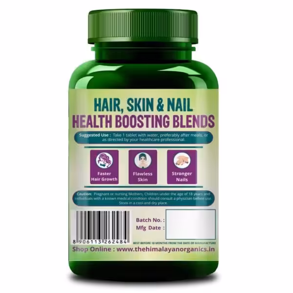 Himalayan Organics Biotin 10000mcg with Keratin + Piperine Supplement – Healthy Hair, Skin & Nails - product image