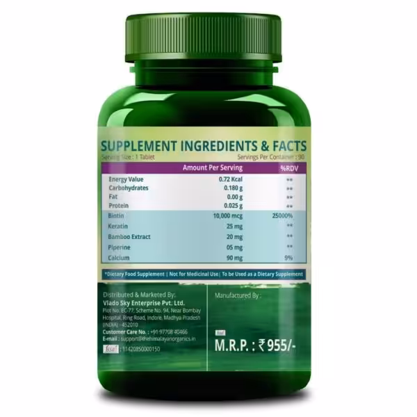 Himalayan Organics Biotin 10000mcg with Keratin + Piperine Supplement – Healthy Hair, Skin & Nails - product image