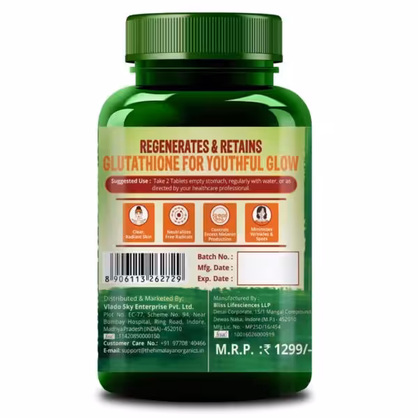 Himalayan Organics Glutathione Builder | Anti-Ageing & Skin Brightening with (Vitamin C, E, B6 & Curcumin) - product image