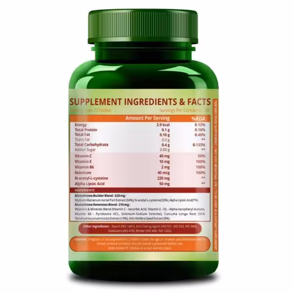 Himalayan Organics Glutathione Builder | Anti-Ageing & Skin Brightening with (Vitamin C, E, B6 & Curcumin) - product image