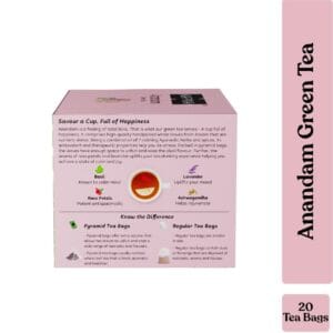 Kapiva Anandam Green Tea | Helps De-stress & Relax | Enriched with Lavender, Ashwagandha and Others