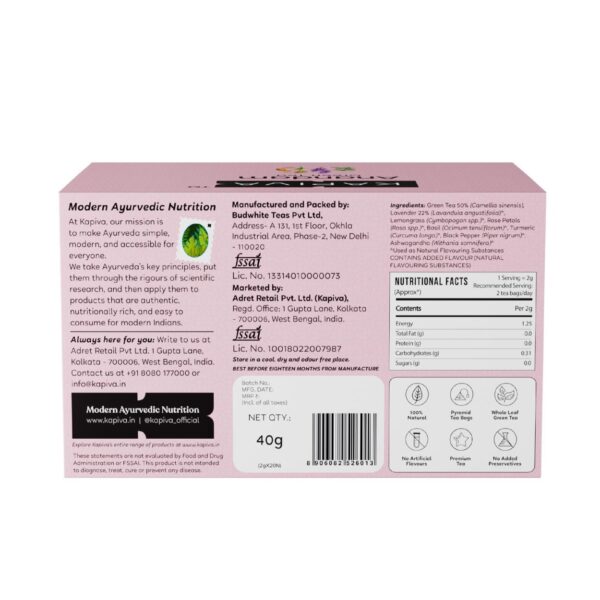 Kapiva Anandam Green Tea | Helps De-stress & Relax | Enriched with Lavender, Ashwagandha and Others