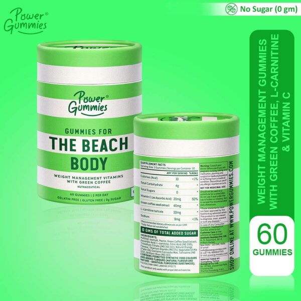 Power Gummies The Beach Body with Green Coffee, L-Carnitine & Vitamin C – Weight Management Gummies