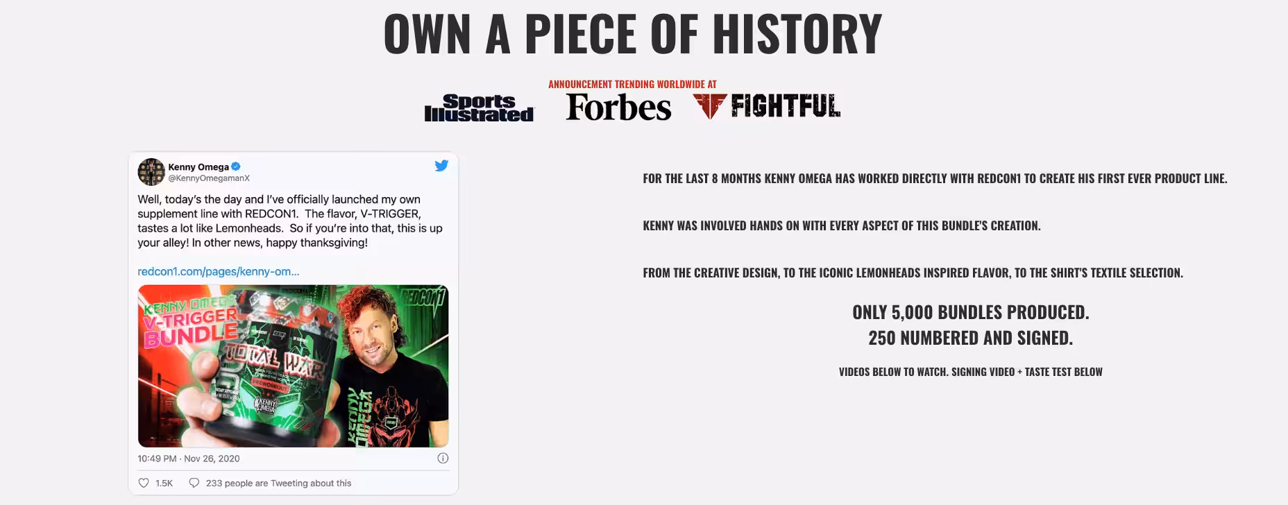 Redcon1 TOTAL WAR Pre-Workout V-TRIGGER - Kenny Omega Edition