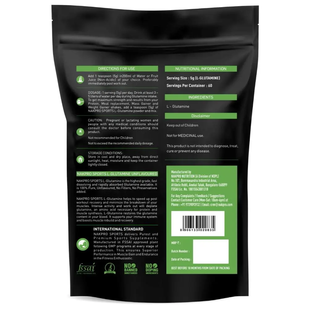 Nakpro Sports Advance Micronized L-Glutamine Powder - product image