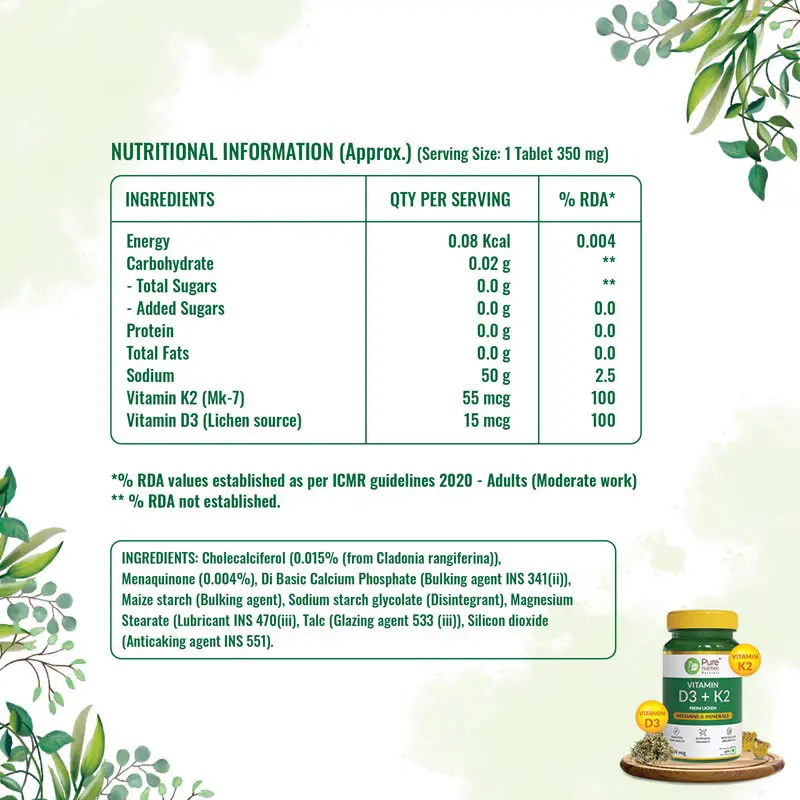 Pure Nutrition Vitamin D3 + K2 - Image 2