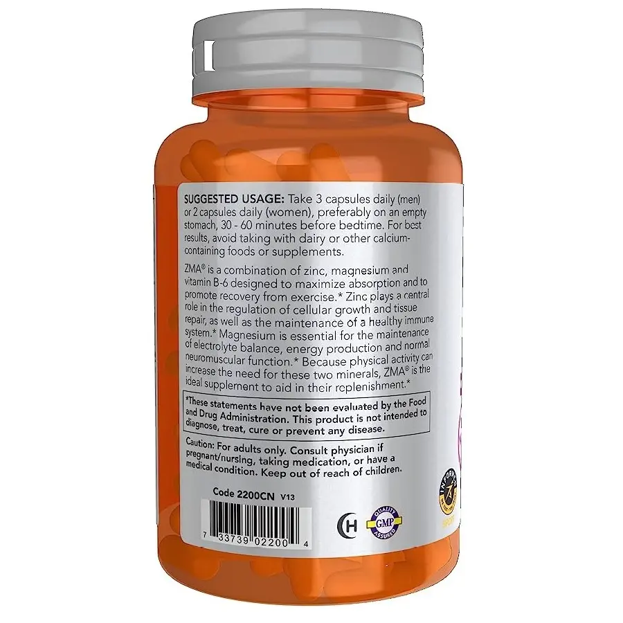 NOW Sports Nutrition, ZMA (Zinc, Magnesium and Vitamin B-6), Enhanced Absorption, Sports Recovery - Image 3