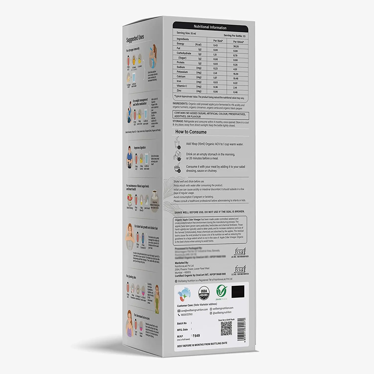 Wellbeing Nutrition Organic Apple Cider Vinegar with Mother of Vinegar - Image 9