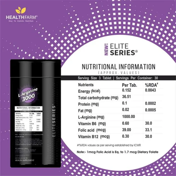 HEALTHFARM L Arginine 3000 mg Tablets