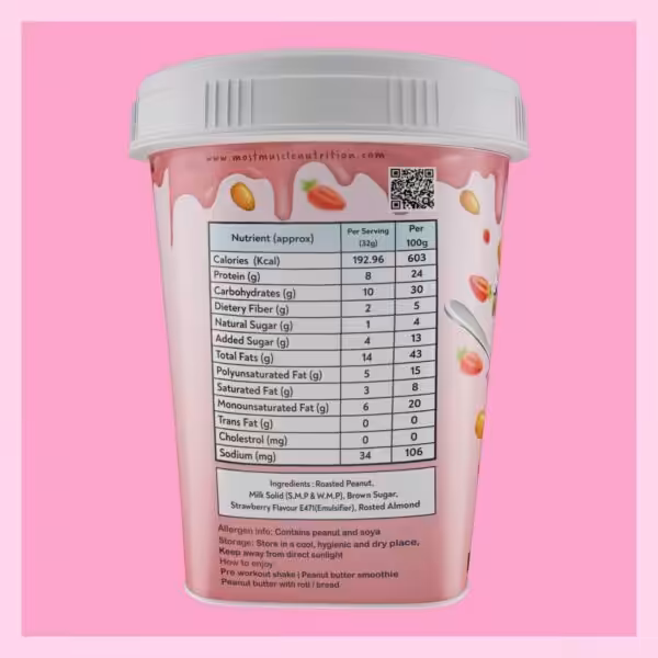 Most Muscle Nutrition Strawberry Peanut Butter All Natural Organic Peanut Butter - product image