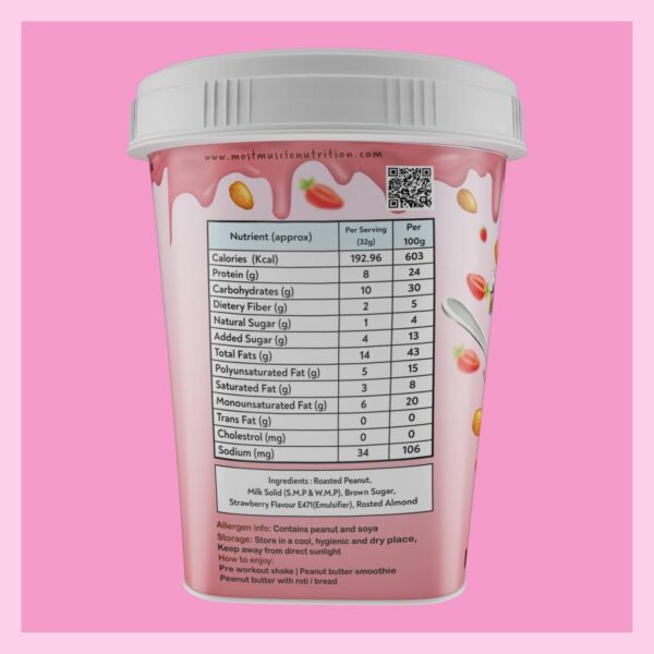 Most Muscle Nutrition Strawberry Peanut Butter All Natural Organic Peanut Butter