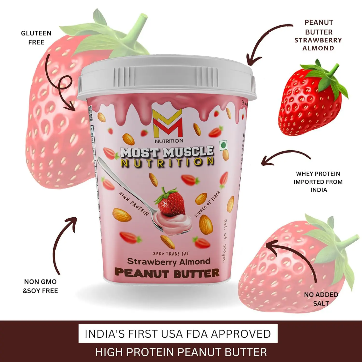 Most Muscle Nutrition Strawberry Peanut Butter All Natural Organic Peanut Butter - product image