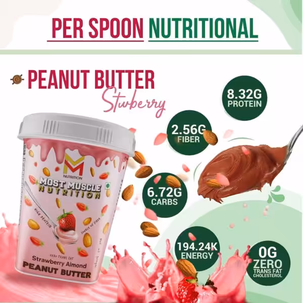 Most Muscle Nutrition Strawberry Peanut Butter All Natural Organic Peanut Butter - product image