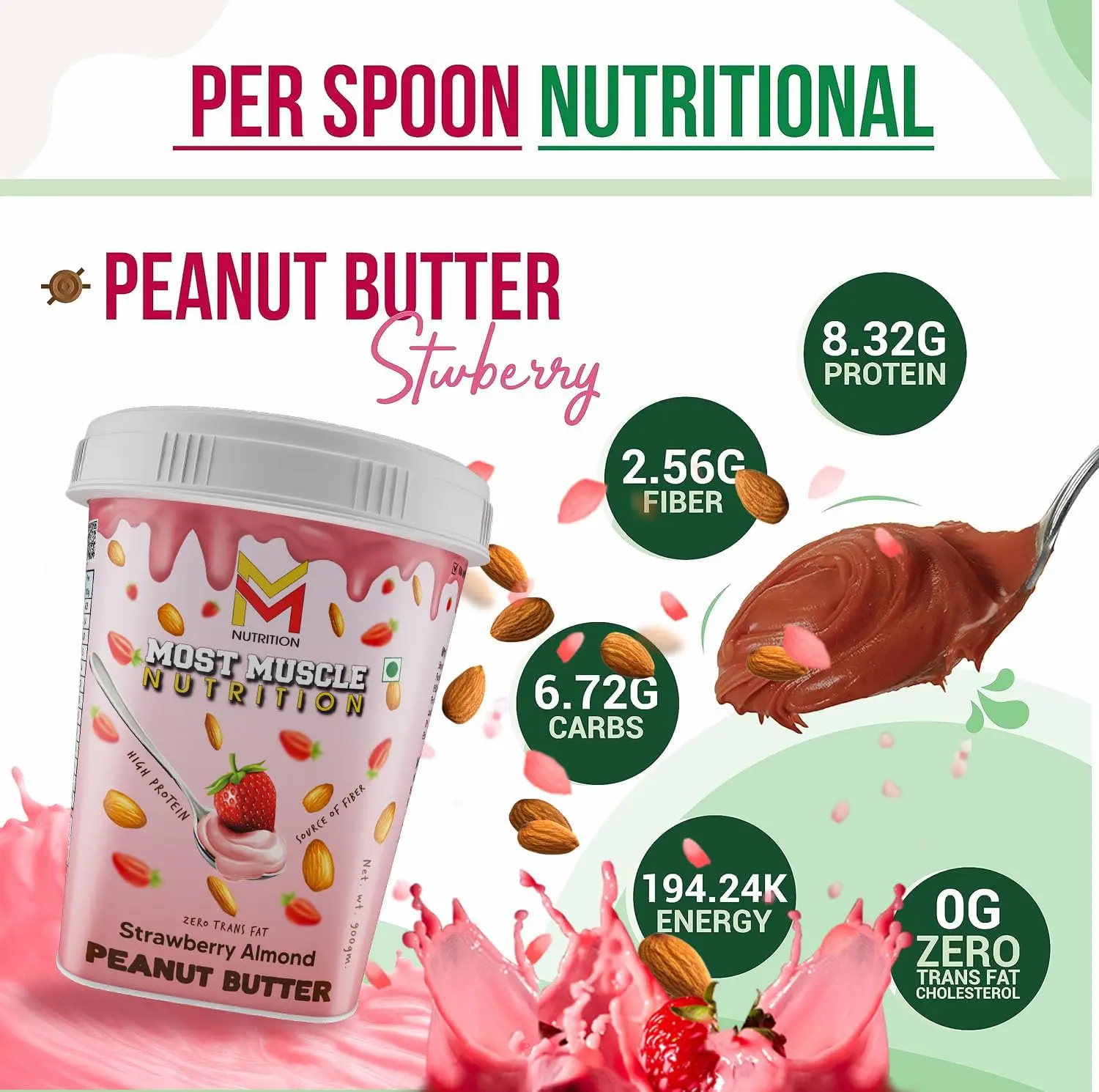 Most Muscle Nutrition Strawberry Peanut Butter All Natural Organic Peanut Butter - product image