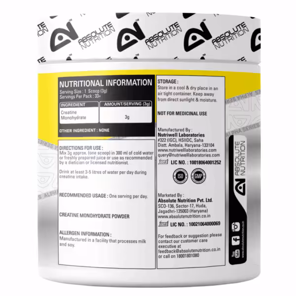 Absolute Nutrition’s Alpha Series Exclusive Creatine Monohydrate 100 GMS