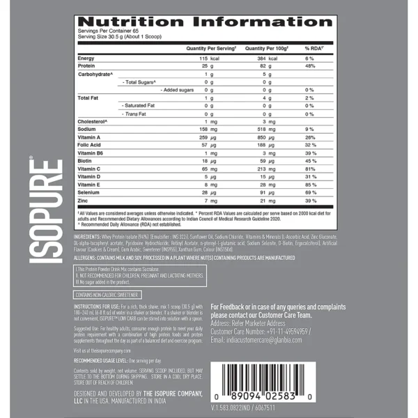 Isopure 100% Whey Protein Isolate Powder - 4.40 lbs(2 kg)